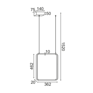 ^ΚΡΕΜΑΣΤΟ Φ/Σ LED 19W 3000K 1820LM ΜΑΥΡΟ ΜΕΤΑΛΛΙΚΟ 36X14XH1520CM SYMETRIA