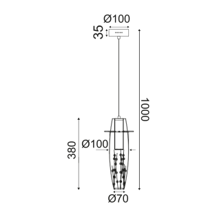 Κρεμαστά NETTO ΚΡΕΜΑΣΤΟ LED 1X3W 3000K ΓΥΑΛ+ΧΡΩΜ ΜΕΤΑΛ+ΚΡΥΣΤΑΛ Φ10ΧΗ100CM VANI