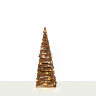 ^ “NATURAL RATTAN CONE TREE” 30 MINI WW LED ΛΑΜΠ. ΜΠΑΤ. 3ΧΑΑ,IP20 Φ17X50CM