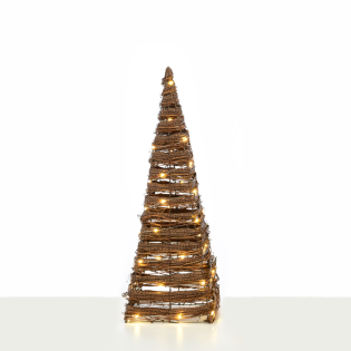 ^ “NATURAL RATTAN CONE TREE” 40 MINI WW LED ΛΑΜΠ. ΜΠΑΤ. 3ΧΑΑ,IP20 Φ22X60CM