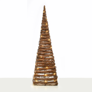 “NATURAL RATTAN CONE TREE” 50 MINI WW LED ΛΑΜΠ. ΜΠΑΤ. 3ΧΑΑ,IP20 Φ27X90CM