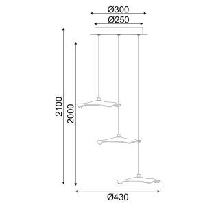 Κρεμαστά ΚΡΕΜΑΣΤΟ Φ/Σ LED 15W 3000K 1050LM NINFEA ΟΡΕΙΧΑΛΚΟ ΜΕΤ/ΚΟ IP20 D43XH210CM