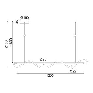 Κρεμαστά ΚΡΕΜΑΣΤΟ Φ/Σ LED 36W 3000K 2000LM KYMA ΜΑΥΡΟ ΜΕΤ/ΚΟ IP20 120Χ6XΗ215CM