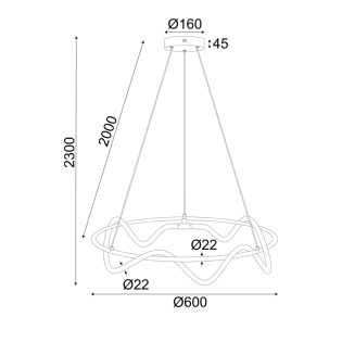 ^ΚΡΕΜΑΣΤΟ Φ/Σ LED 36W 3000K 2100LM KYMA ΜΑΥΡΟ ΜΕΤ/ΚΟ IP20 D60XH230CM