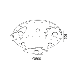 Παιδικά ΟΡΟΦΗΣ Φ/Σ LED 18W 3000K 1440LM ΔΙΑΣΤΗΜΑ MDF D50XH11CM NASA