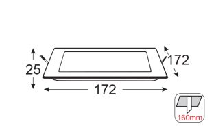 Επαγγελματικός Φωτισμός LED PANEL ΧΩΝ. ΤΕΤΡ. 14W 3.000K 1080Lm 230V 172mm Ra80