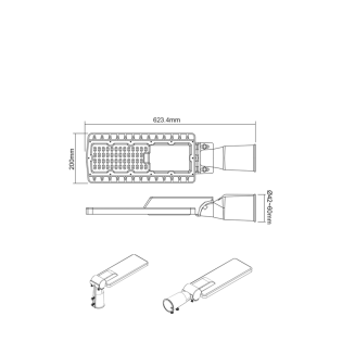 LED STREET LUMINAIRE 120W 16800LM 4000K 150Χ75˚ CLASS I 230V AC IP66