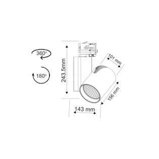 Επαγγελματικός Φωτισμός WHITE LED TRACK LIGHT 35W 3.000K 4WIRES 24° 2500LM 230V Ra80