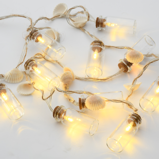 “GLASS BOTTLE – SHELL”, 10 LED ΛΑΜΠΑΚΙΑ ΣΕΙΡΑ ΜΠΑΤΑΡΙΕΣ (2xAA), WW, IP20, 135+30cm, ΔΙΑΦ. ΚΑΛ. ΤΡΟΦ.