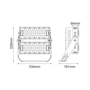 Επαγγελματικός Φωτισμός LED HIGH POWER FLOOD LUMINAIRE 240W, 37200LM, 5000K, 40°, 230V AC , IP66, IK10