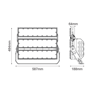 Επαγγελματικός Φωτισμός LED HIGH POWER FLOOD LUMINAIRE 720W, 111600LM, 5000K, 20°, 230V AC, IP66, IK10