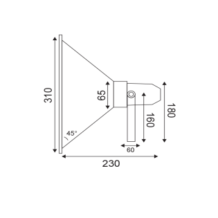 ΠΡΟΒΟΛΕΑΣ ΤΟΙΧΟΥ Φ310 Ε27 MAX 36W IP65 ΓΚΡΙ