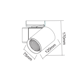 Επαγγελματικός Φωτισμός SAND BLACK LED TRACK LUMINAIRE 20W 3000K 1-PHASE 38° 2200LM 230V AC Ra80 5YRS