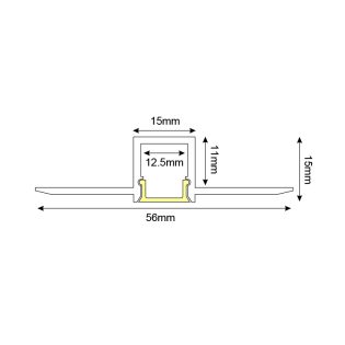 Ταινίες LED κι Εξαρτήματα LING TRIMLESS ALUMINUM PROFILE WITH OPAL PC DIFFUSER 2m/pc