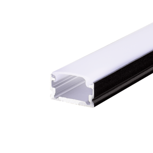 Προφίλ Αλουμινίου κι Εξαρτήματα BLACK MICRO ALUMINUM PROFILE WITH OPAL PC DIFFUSER 2m/pc