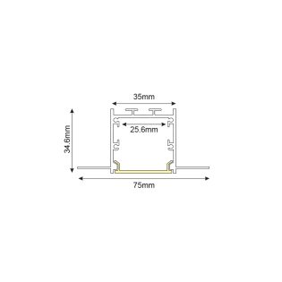 Ταινίες LED κι Εξαρτήματα WINT ALUMINUM PROFILE P235 WITH OPAL PC DIFFUSER 2m/pc