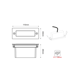 Επιτοίχια και Χωνευτά LED STEP LUMINAIRE 110X44 G 2W 6000K 100Lm 230V IP54 RA80