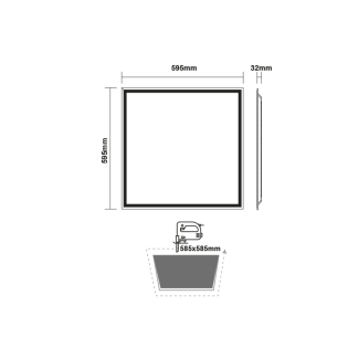 Επαγγελματικός Φωτισμός LED PANEL 40W 595X595X32mm 3000K 4400Lm 230V AC Ra80 50.000Hrs