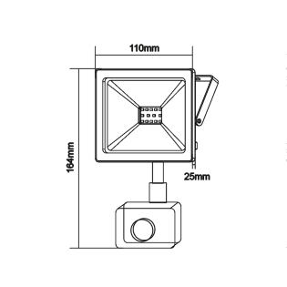 Επαγγελματικός Φωτισμός BLACK SENSOR LED SMD FLOOD LUMINAIRE IP66 10W 3000K 800Lm 230V RA80