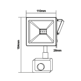 Επαγγελματικός Φωτισμός BLACK SENSOR LED SMD FLOOD LUMINAIRE IP66 20W 6000K 1760Lm 230V RA80