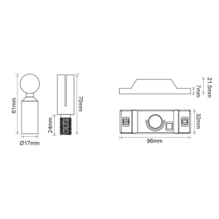 Ταινίες LED κι Εξαρτήματα ROOFPATH SET OF 2PCS WHITE BASE HOLDER WITH 45° ADJUSTABLE ROD