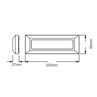 LED WALL RECTANGLE LUMINAIRE BLACK 230V AC IP65 4W 3000K 290LM RA80