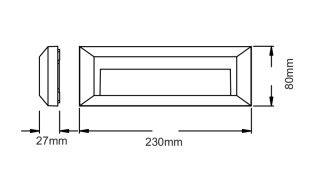 LED WALL RECTANGLE LUMINAIRE BLACK 230V AC IP65 2W 3000K 100LM RA80