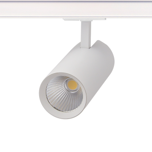 Επαγγελματικός Φωτισμός SAND WHITE LED TRACK LUMINAIRE 27W 3000K 1-PHASE 36° 3120LM 230V AC Ra80 Φ74*170MM 5YRS