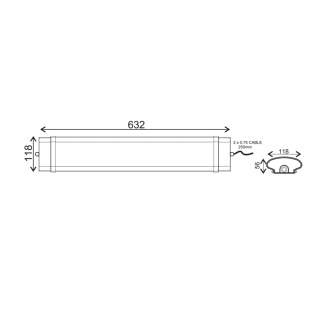 Γραμμικά Στεγανά LED LUMINAIRE 60W 632mm 6000K 5490Lm IP66 230VAC PF>0.9 Ra80