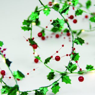 MISTLETOE BERRIES GARLAND 20 LED ΛΑΜΠ ΚΑΛΩΔΙΟ ΧΑΛΚΟΥ ΘΕΡΜΟ ΣΤΑΘΕΡΟ ΜΠΑΤ (2ΧΑΑ) 1,8m IP20 0,3m ΚΑΛ