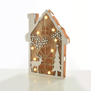 “PLYWOOD HOUSE” 9 LED WW Λ/ΚΙΑ ΜΠ/ΡΙΕΣ (2AA) IP20 19X4X29CM