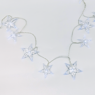 “PLASTIC BIG&MEDIUM STARS”, 10 LED ΛΑΜΠ. ΣΕΙΡΑ ΜΠΑΤ. (3xAA), CW,IP20, 135+30cm, ΔΙΑΦ. ΚΑΛ. ΤΡΟΦ.