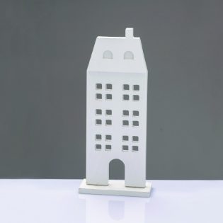 WOODEN DECORATIVE WHITE HOUSE  ΜΟΤΙΦ 11.5*5*27,5cm