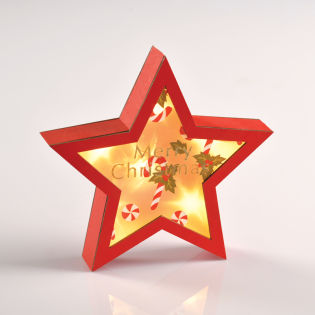 “WOODEN RED STAR” 6 MINI LED ΛΑΜΠ. ΜΠΑΤ. (2xAAA), WW,IP20, 23X5X22CM