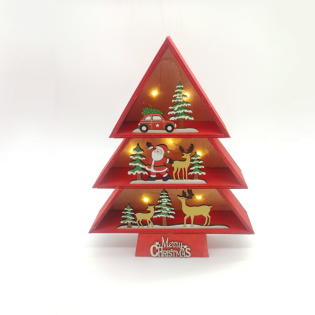 “WOODEN RED TREE SANTA” 8 MINI LED ΛΑΜΠ. ΜΠΑΤ. (2xAAA), WW,IP20, 24X5X30CM