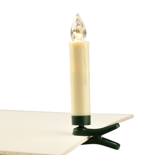 “10 WHITE MINI CLIPS CANDLES”, 10*1  LED ΛΑΜΠ. ΜΠΑΤ. (10*AAA), IR CONTROL., WW,IP20, φ1.5X10.5cm