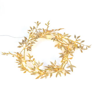 “GOLD GARLAND”, 20 ΜΙΝΙ LED ΛΑΜΠ. WW ΜΠΑΤ. (2XAA) ΑΣΗΜΙ ΚΑΛ. ΧΑΛΚΟΥ IP20 150+30CM ΔΙΑΦ ΚΑΛ ΤΡΟΦ.