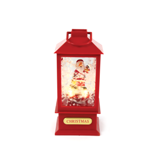 “PLASTIC SNOWY MUSIC SANTA LANTERN”, 2 MINI LED ΛΑΜΠΑΚ. WW, ΜΠΑΤ. (3ΑA),IP20, 10Χ10Χ20CM