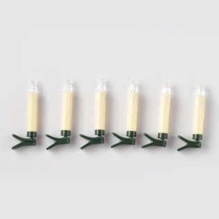 “6 WHITE MINI CLIPS CANDLES”, 6*1  LED ΛΑΜΠ. ΜΠΑΤ. (6*AAA), WW,IP20, φ1.5X10.5cm