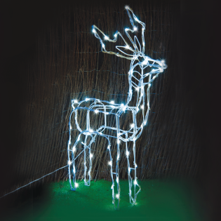 “STANDING REINDEER” 100 LED ΣΧΕΔ. ΛΑΜΠ ΣΕΙΡΑ CW ΑΝΤ.31VDC & 8 ΠΡΟΓ. IP44, 66x31x80cm 5m ΛΕΥΚ ΚΑΛ