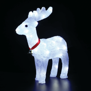 ACRYLIC STANDING REINDEER WITH RIBBON 40 LED ΛΕΥΚΑ IP44 31*13,5*33cm  30cm ΚΑΛ.