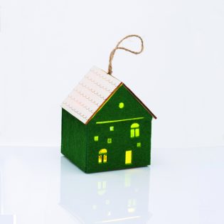 FELT HOUSE WOODEN ROOF ΠΡΑΣΙΝΟ 1 MINI LED ΔΙΑΚ ΘΕΡΜΟ ΛΑΜΠ ΜΠΑΤ 3*AG10 (ΣΥΜΠΕΡΙΛΑΜΒ) 8*8*9,6cm