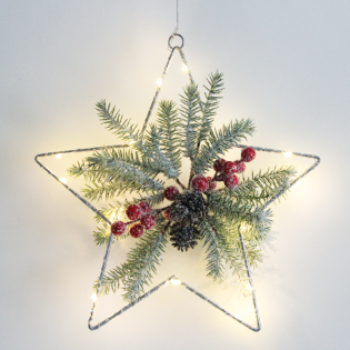 “HANGING STAR” 15 MINI LED WW Λ/ΚΙΑ ΜΠ/ΡΙΕΣ (3AA) IP20 30X30CM, 30CM ΔΙΑΦ. ΚΑΛΩΔΙΟ