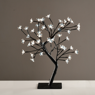 “TREE WITH FLOWERS OF SILICONE”  36LED ΛΑΜΠΑΚ ΜΕ ΑΝΤΑΠΤΟΡΑ(24V DC)ΨΥΧΡΟ ΛΕΥΚΟ IP20 45cm 3m ΜΑΥΡΟ