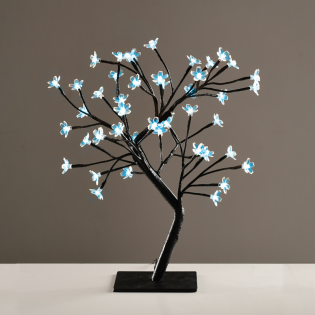 “TREE WITH FLOWERS OF SILICONE”  36LED ΛΑΜΠΑΚ ΜΕ ΑΝΤΑΠΤΟΡΑ(24V DC)ΜΠΛΕ IP20 45cm 3m ΜΑΥΡΟ ΚΑΛΩΔΙΟ