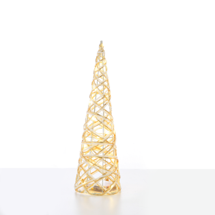 “WHITE & GOLD CONE TREE” 20 MINI WW LED ΛΑΜΠ. ΜΠΑΤ. 3ΧΑΑ,IP20 Φ13X40CM