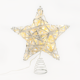 “WHITE & SILVER CONVEX STAR” 20 MINI WW LED ΛΑΜΠ. ΜΠΑΤ. 3ΧΑΑ,IP20 23x5x20cm