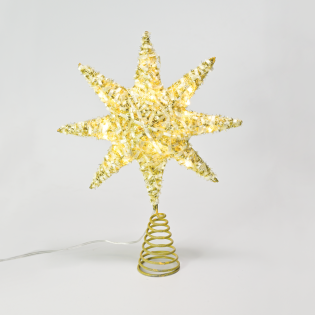 “GOLD TINSEL THREAD STAR 1” 20 MINI WW LED ΛΑΜΠ. ΜΠΑΤ. 3ΧΑΑ,IP20 28x5x20cm