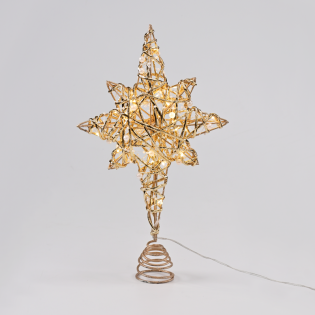 “GOLD & WHITE BEAD STAR ” 20 MINI WW LED ΛΑΜΠ. ΜΠΑΤ. 3ΧΑΑ,IP20 37x5x20cm