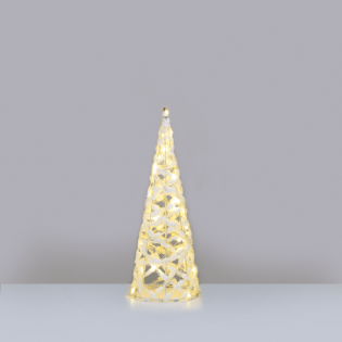 “WHITE COTTON THREAD CONE TREE” 30 MINI WW LED ΛΑΜΠ. ΜΠΑΤ. 3ΧΑΑ,IP20 Φ18.5X50CM